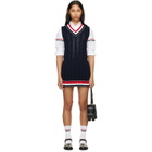 Thom Browne Navy Cricket RWB Stripe Baby Ladder Cable Minidress
