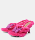 Blumarine Butterfly 75 faux fur sandals