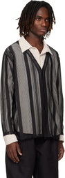 South2 West8 Black Poly Lace V-neck Cardigan
