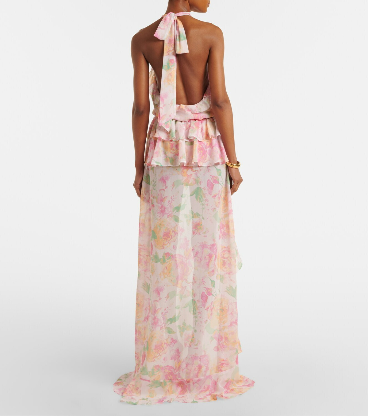 Bananhot Malena floral ruffled asymmetric maxi dress