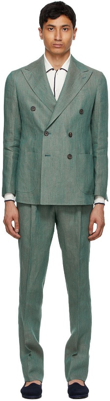 Photo: DOPPIAA Green Linen Aareseant Double-Breasted Suit