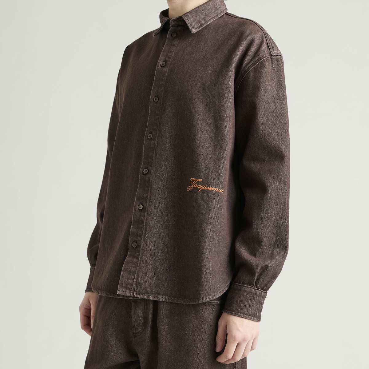 Jacquemus Men's Denim Shirt Jacket in Brown