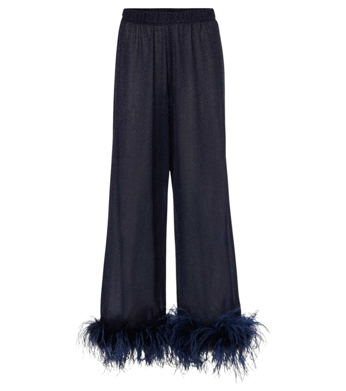Oséree Lumière Plumage feather-trimmed lamé pants Oseree