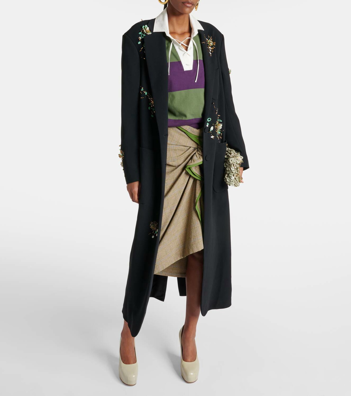 【関税&送料込】Dries Van Noten Embroidered Viscose Blend Ro Dries Van Noten Blazer, Size 34 FR