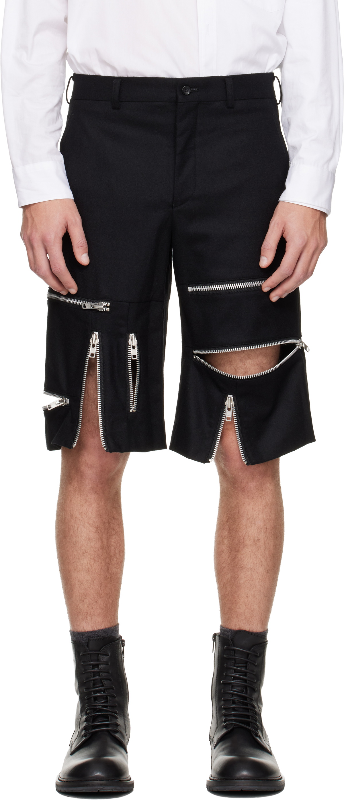 Comme des Garcons Homme Plus Black Faux-Leather Shorts Comme des