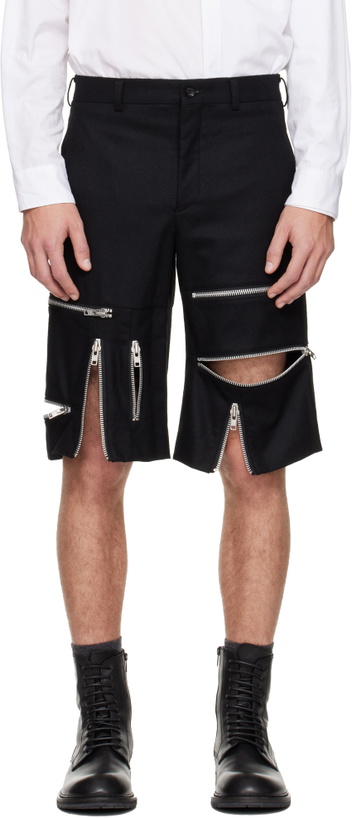 Photo: Comme des Garçons Homme Plus Black Wool Nylon Flannel Shorts