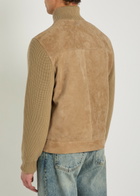 Boss Knit Suede Jacket Khaki