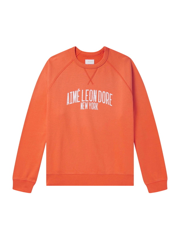 Photo: Aimé Leon Dore - Logo-Print Cotton-Blend Jersey Sweatshirt - Orange