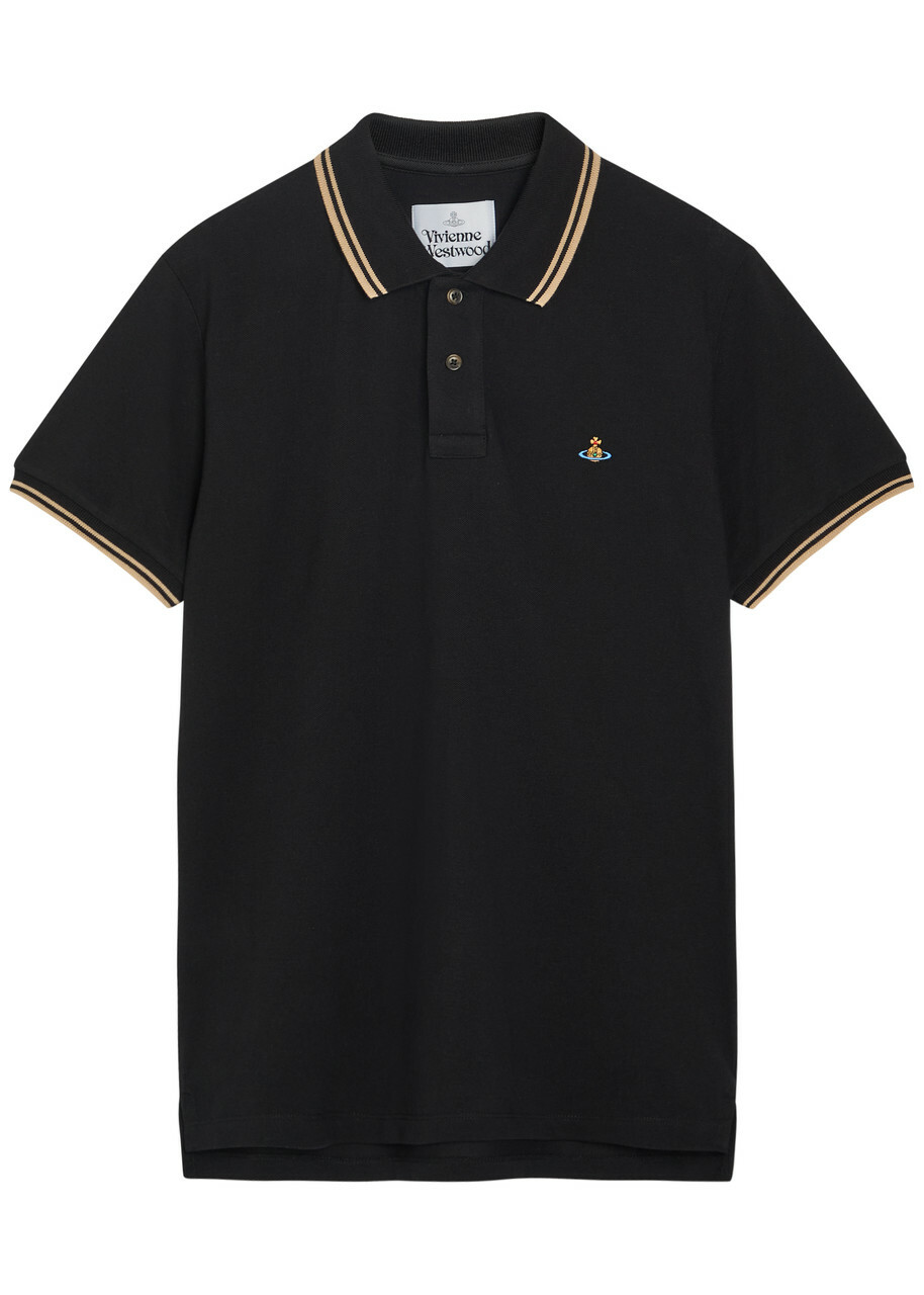 Vivienne Westwood Logo-embroidered Piqué Cotton Polo Shirt Black