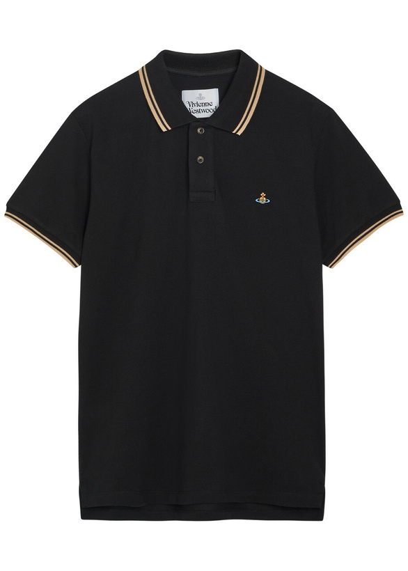 Photo: Vivienne Westwood Logo-embroidered Piqué Cotton Polo Shirt Black