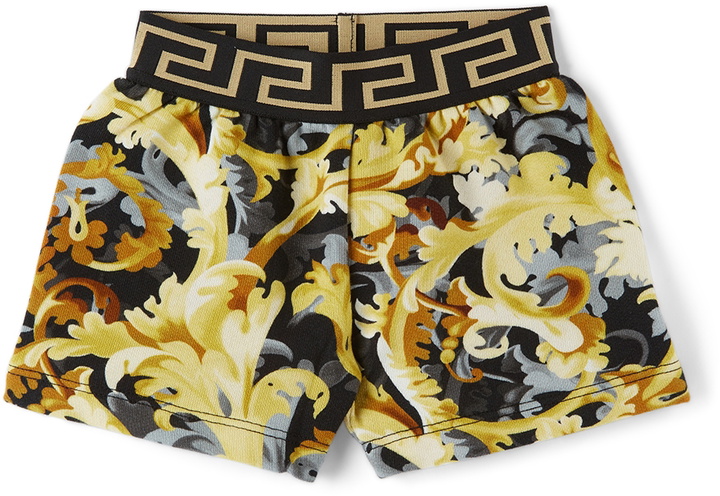 Photo: Versace Baby Black & Gold Baroccoflage Shorts