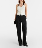 Ralph Lauren Collection Donnella pinstriped cotton, linen and wool bustier top