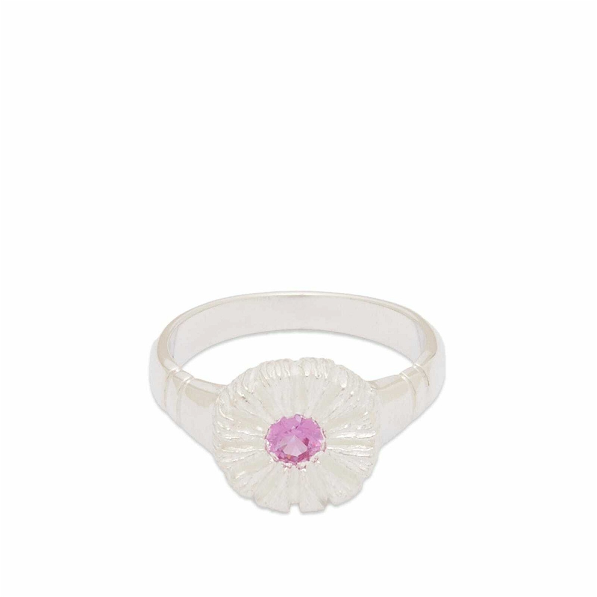 Photo: Bleue Burnham Men's The Flower Press Ring in Silver/Pink