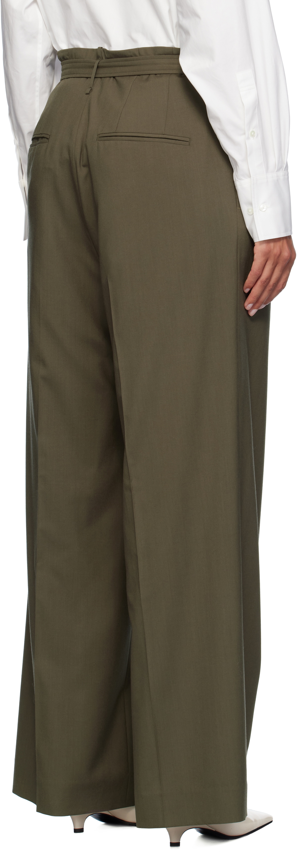 AURALEE Khaki Super Fine Tropical Wool Trousers Auralee