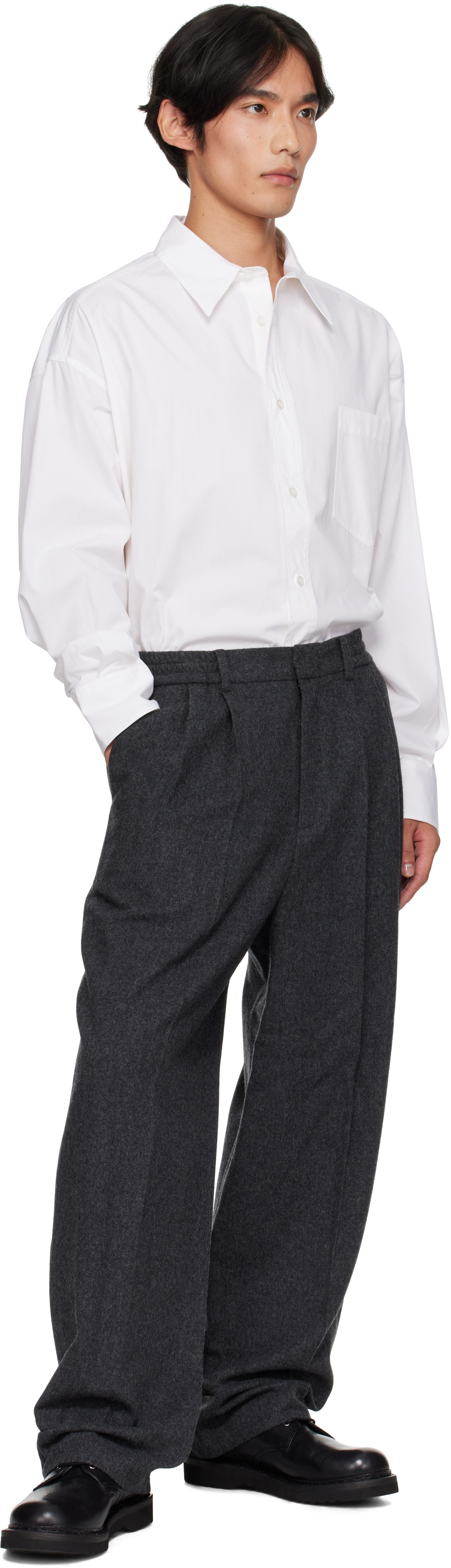 LE17SEPTEMBRE Gray Two Tuck Wool Trousers
