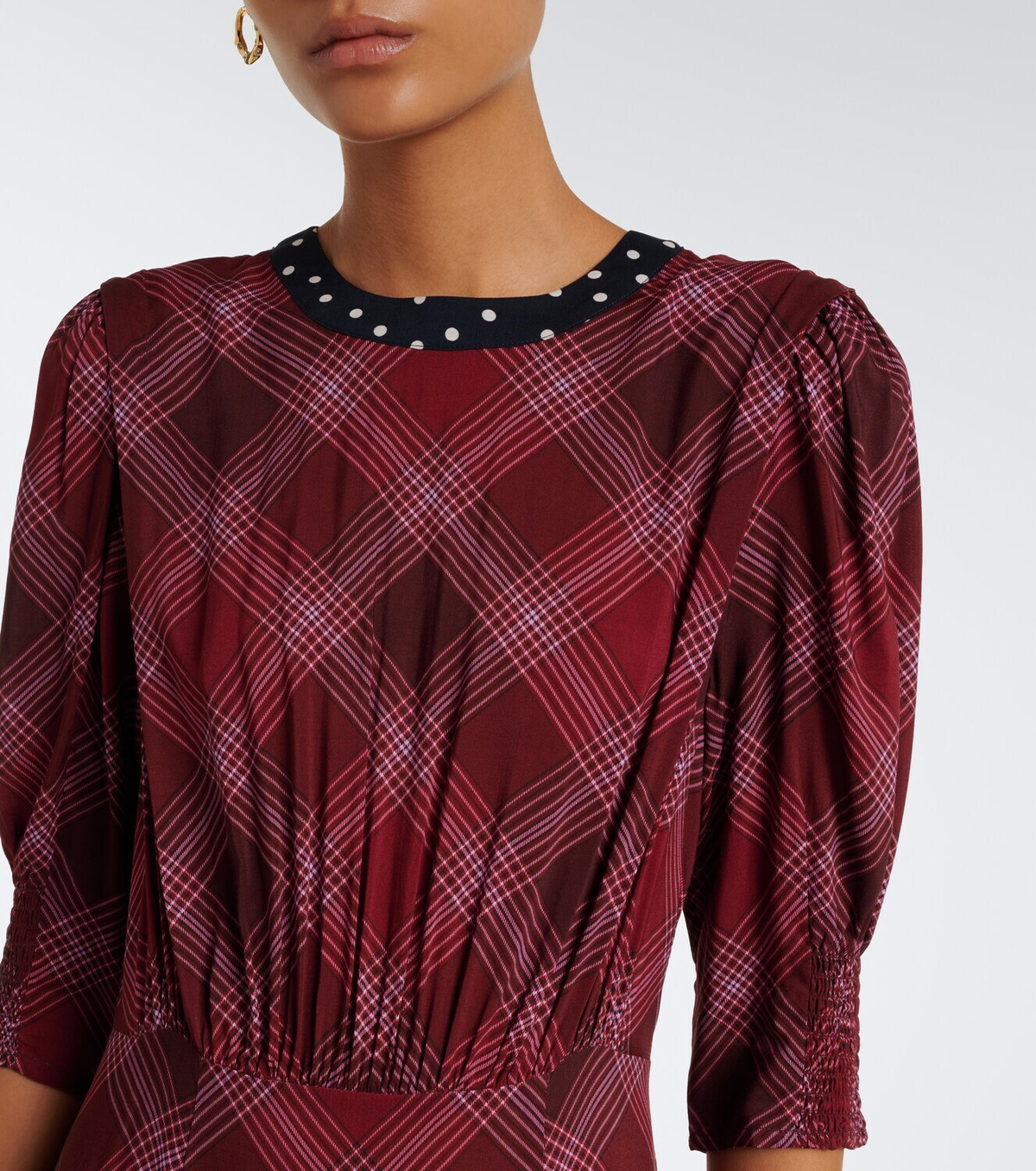 Rixo Meg plaid and polka-dot maxi dress