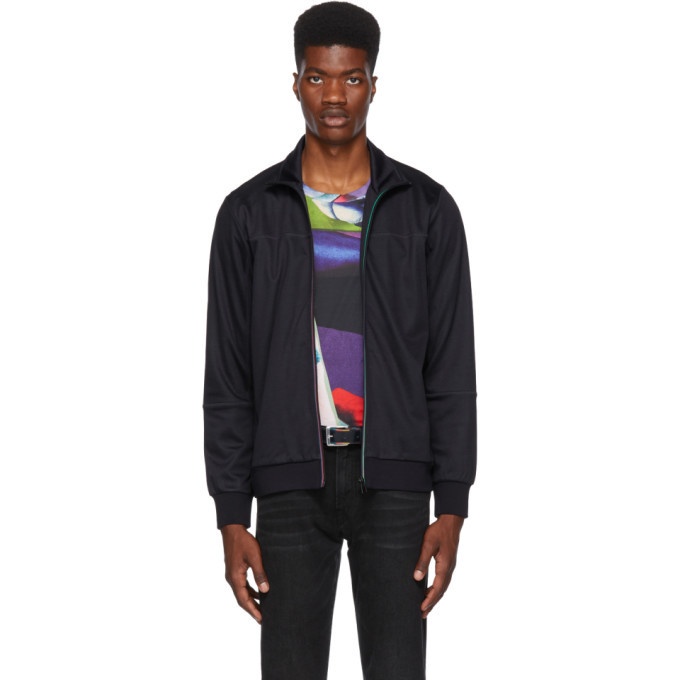 Photo: PS by Paul Smith Navy Multistripe Zip Sweater