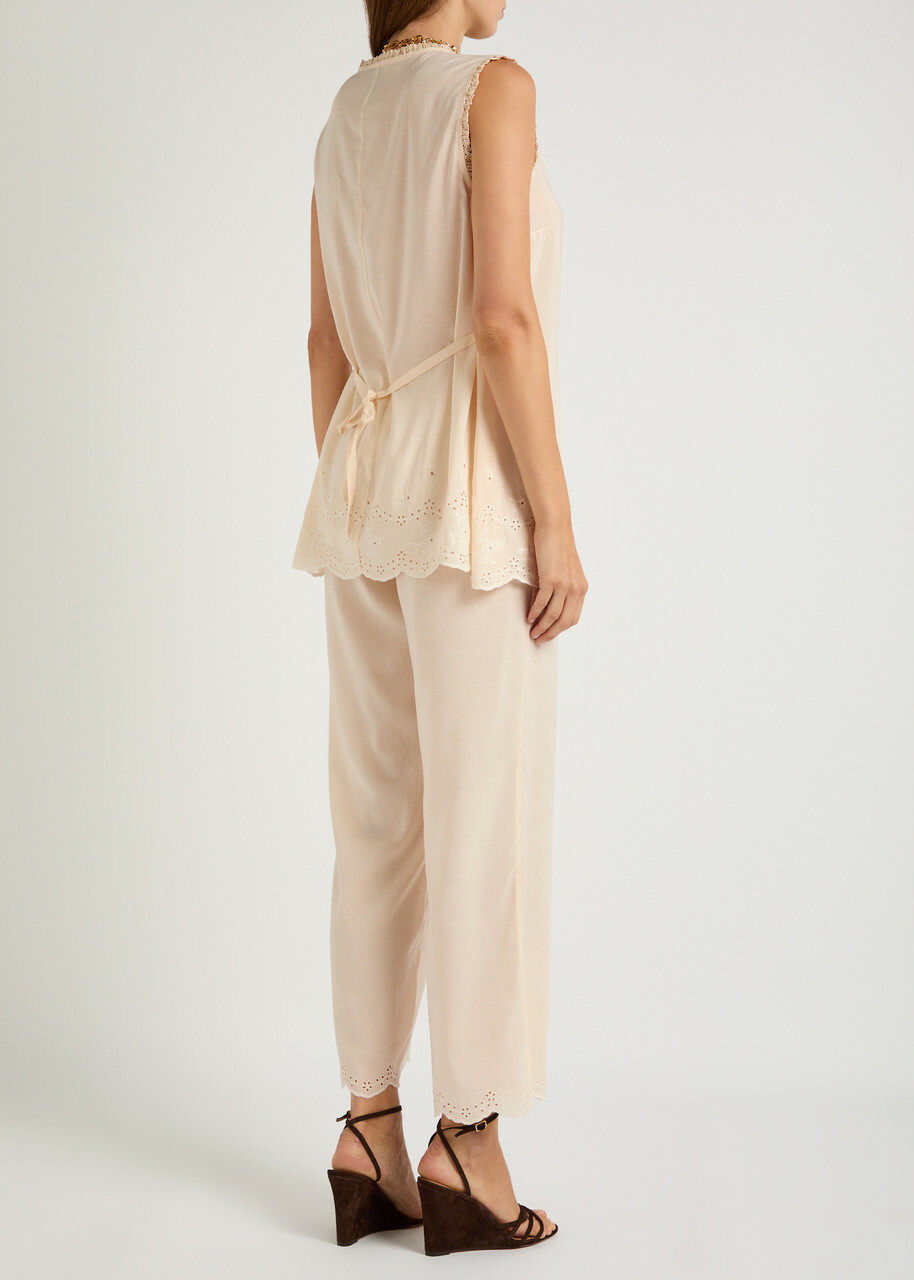 Reformation Willa Cotton-blend top and Trousers set Cream