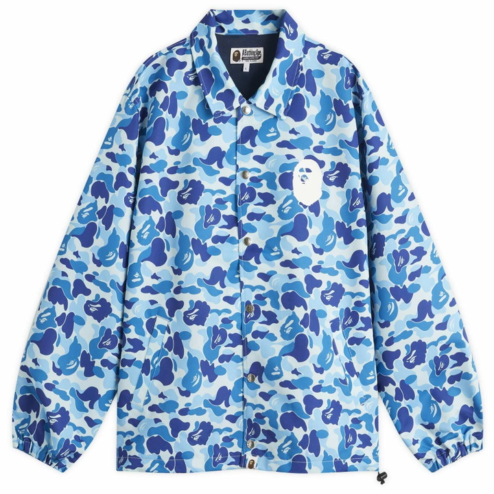 Photo: A Bathing Ape Men's Abc Camo Nyc Logo Coach Jacket in Blue