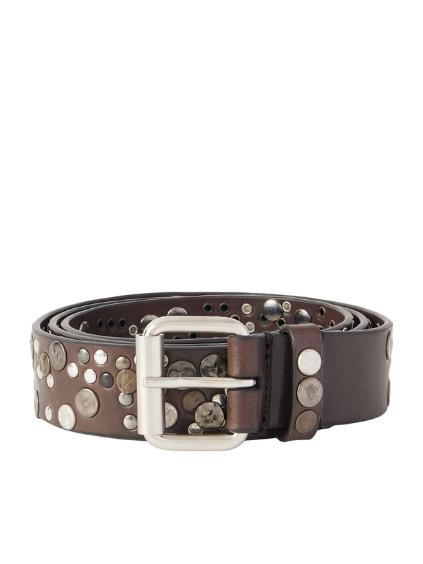 Photo: Dries Van Noten - 4cm Studded Leather Belt - Brown