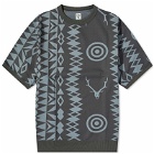 South2 West8 Men's Skull & Target Short Sleeve Sweater in Charcoal