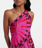 Pucci Soleil asymmetric silk twill midi dress