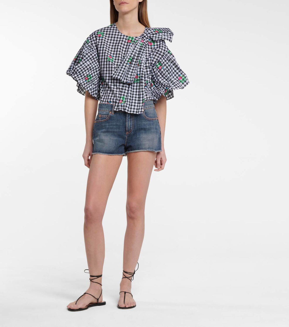 REDValentino Mid-rise denim shorts