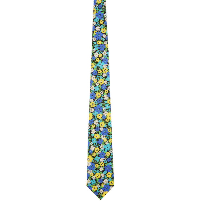 Photo: Comme des Garçons Homme Deux Blue Cotton Flower Tie 