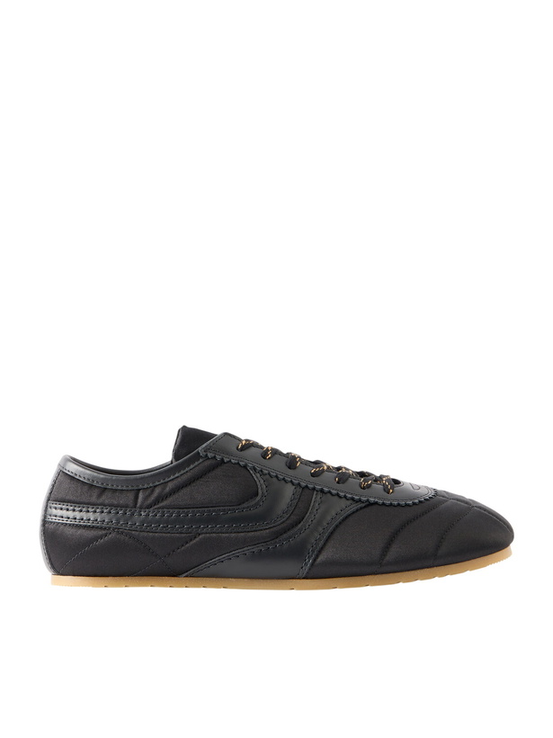 Photo: Dries Van Noten - Leather-Trimmed Quilted Satin Sneakers - Black