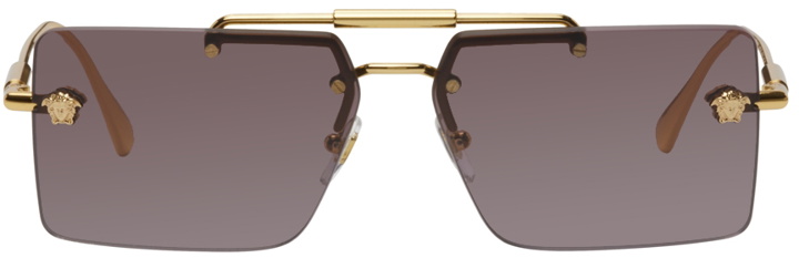 Photo: Versace Gold Rimless Sunglasses
