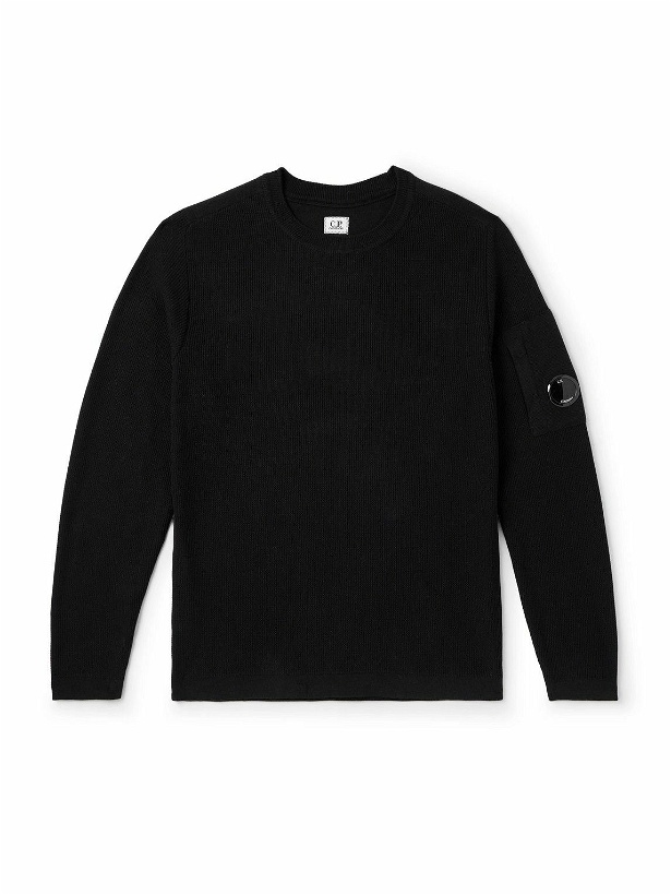 Photo: C.P. Company - Logo-Appliquéd Ribbed Sea Island Cotton Sweater - Black