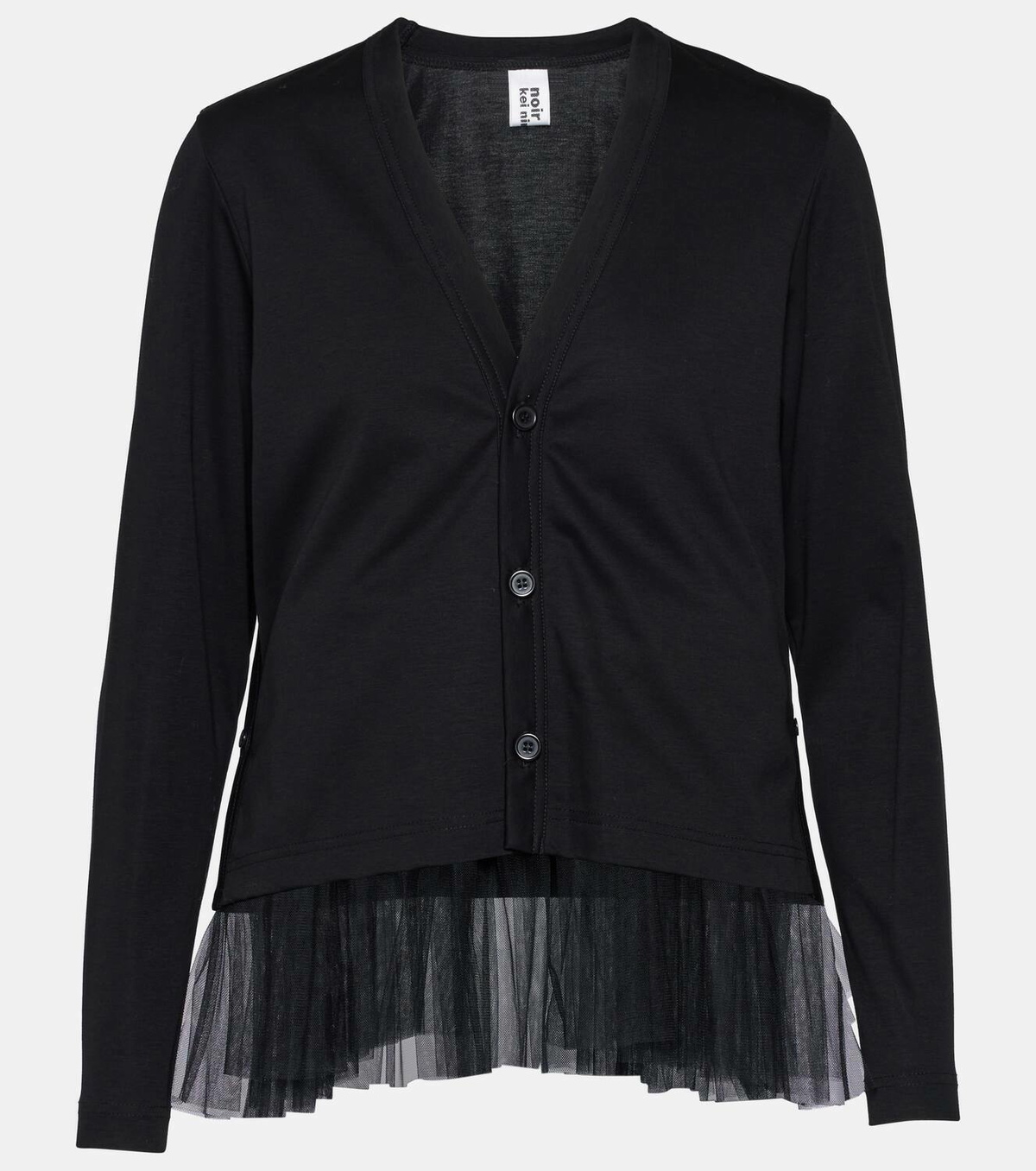 Noir Kei Ninomiya Tulle-trimmed cotton cardigan