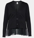 Noir Kei Ninomiya Tulle-trimmed cotton cardigan