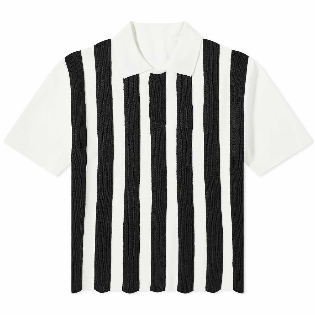 Photo: Jacquemus Men's Ola Stripe Knit Polo Shirt in Multi Black