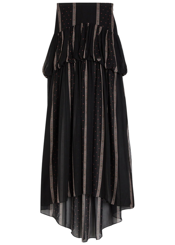 Photo: Liberowe Nina Printed Silk-chiffon Maxi Skirt Black