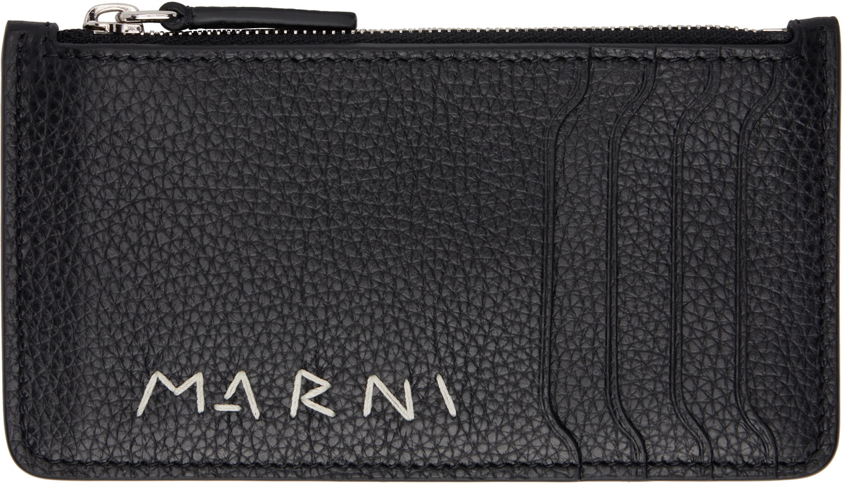 ◇MARNI◇ Logo card holder navy blue black PFMI0062U0P2644Z5 Marni Black & Blue Logo Card Holder Marni