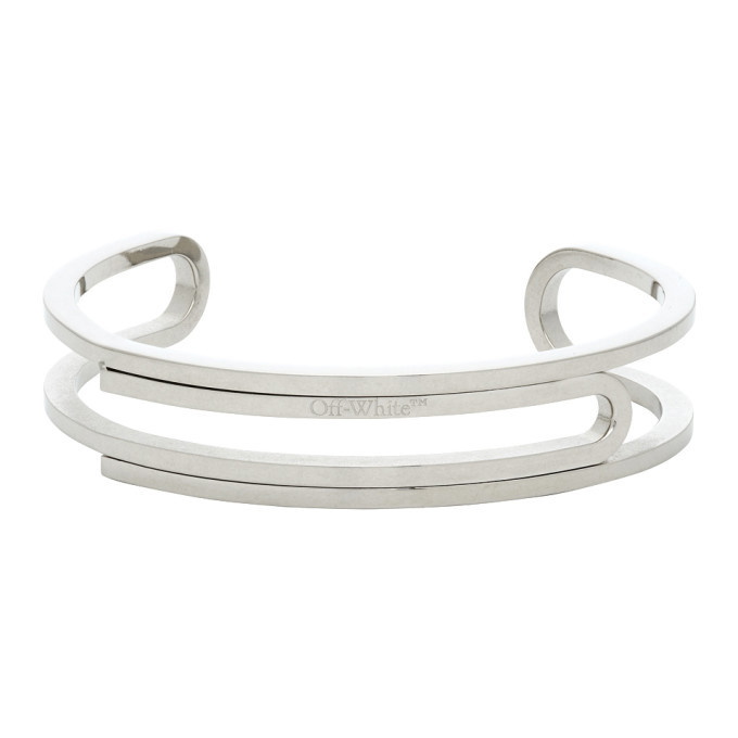Photo: Off-White Silver Paperclip Cuff Bracelet