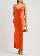 Bec & Bridge Moon Dance Strapless Satin Maxi Dress Orange