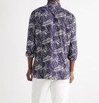 Kiton - Button-Down Collar Printed Cotton Shirt - Blue