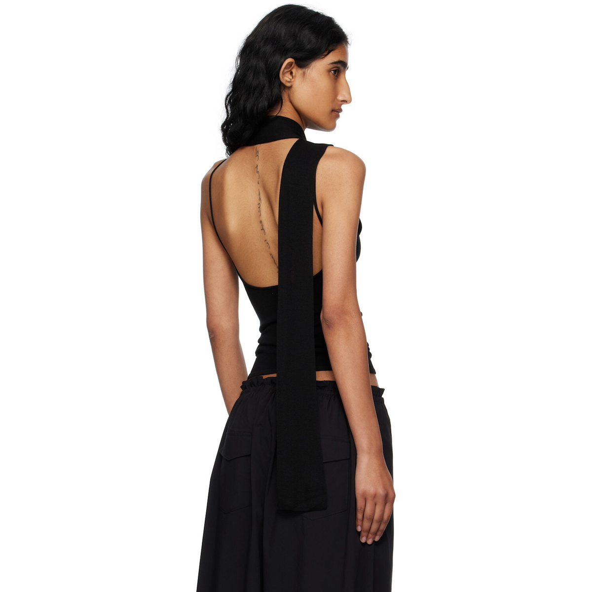 St. Agni Black Knit Scarf Top