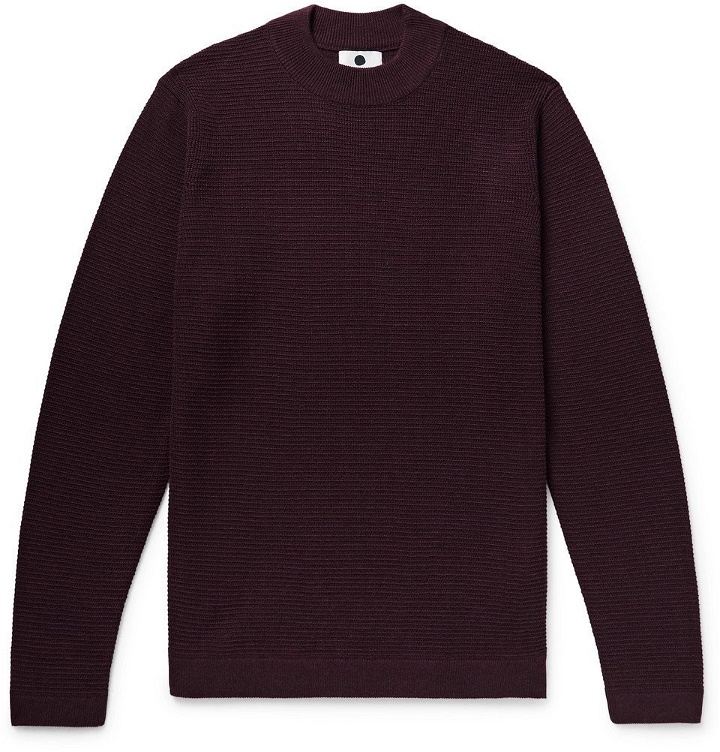 Photo: NN07 - Duncan Textured Wool-Blend Sweater - Men - Burgundy