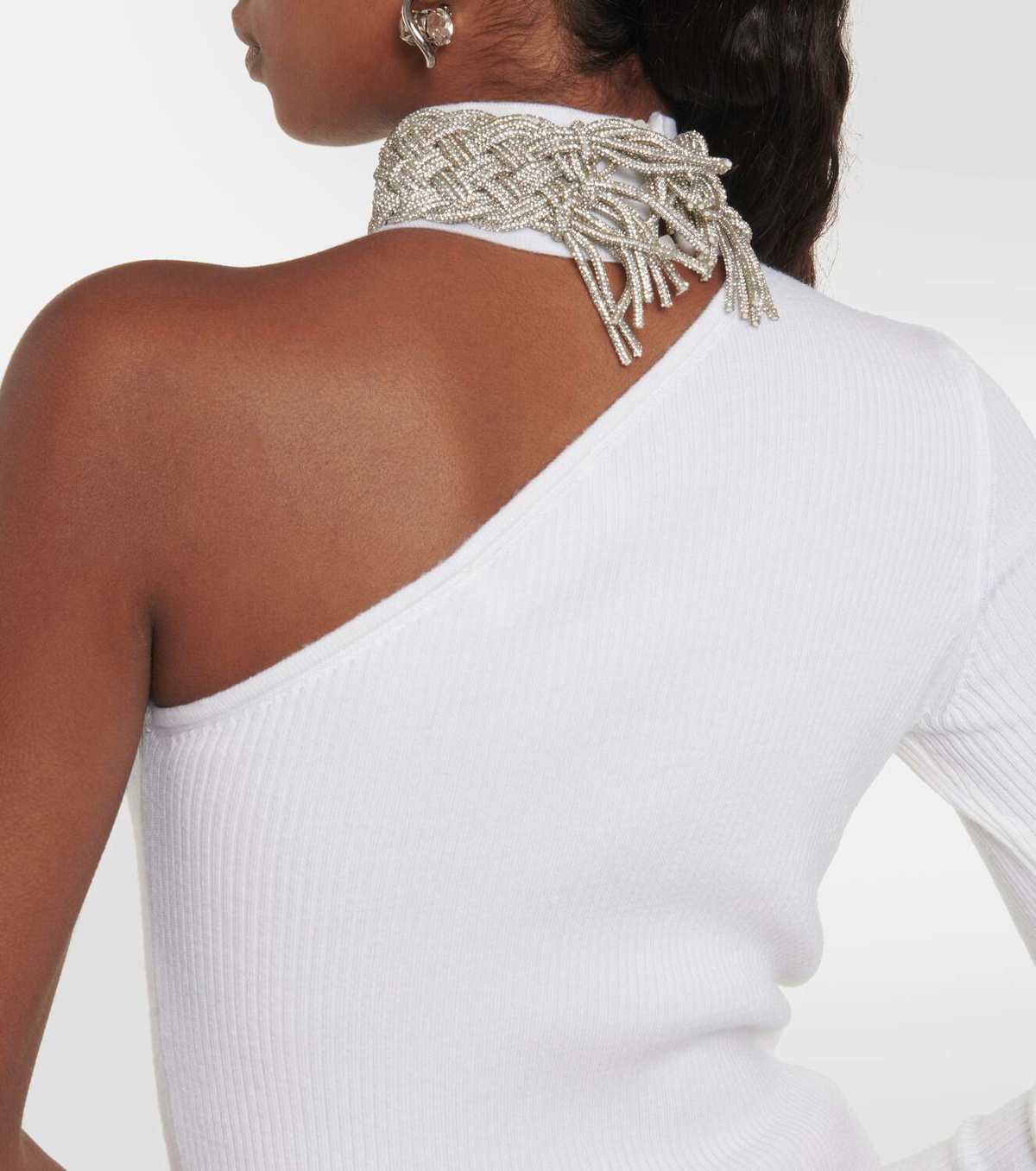 Giuseppe di Morabito Crystal-embellished wool-blend top