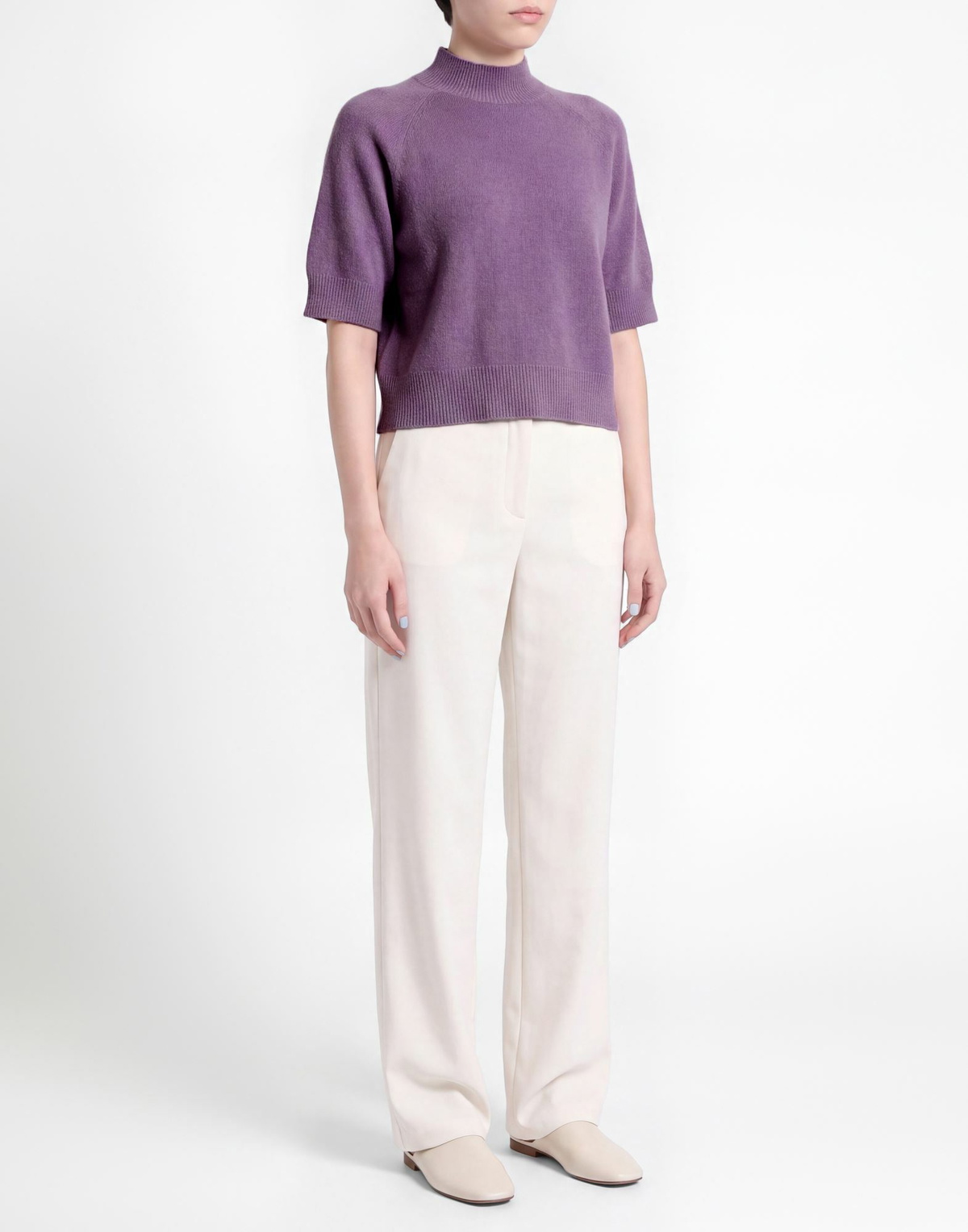 Manila Grace Womens Turtleneck in Lilac