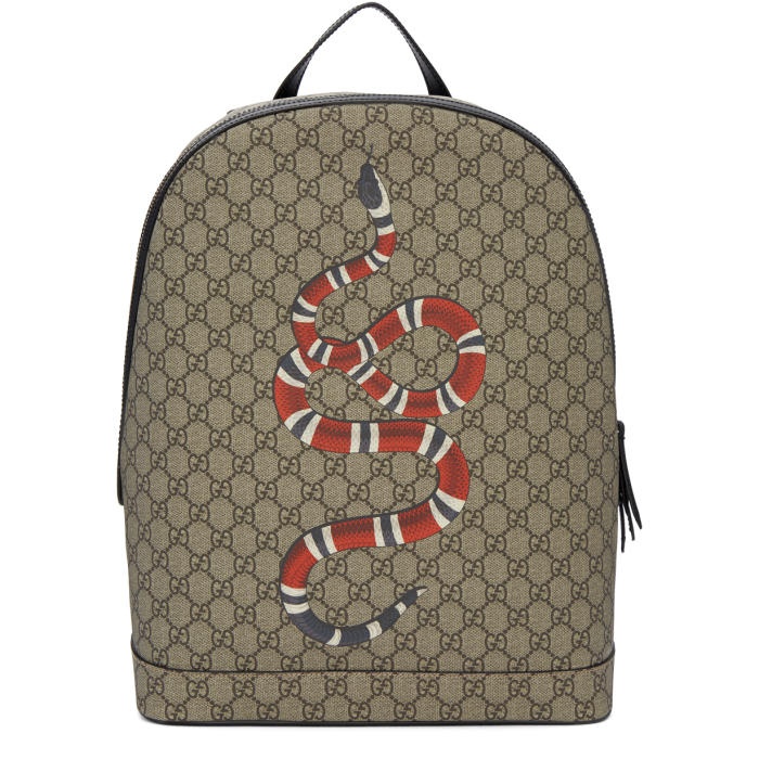 Photo: Gucci Beige GG Supreme Snake Bestiary Backpack 