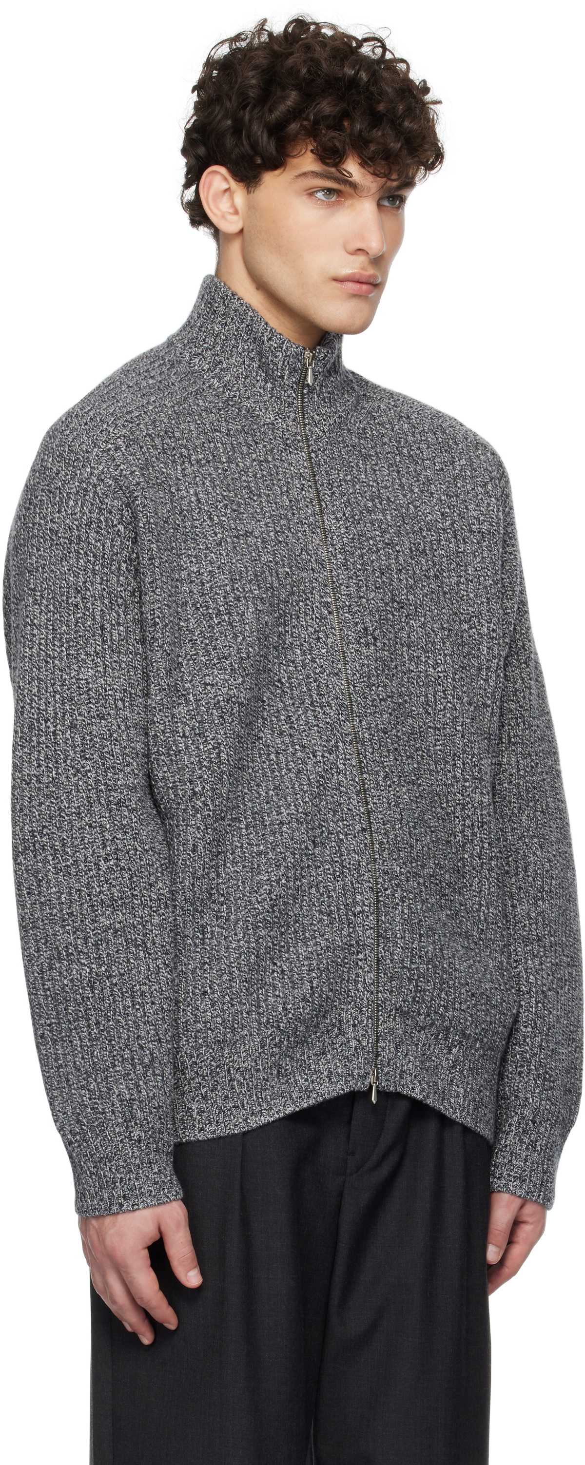 YLÈVE Gray Wool & Cashmere Sweater