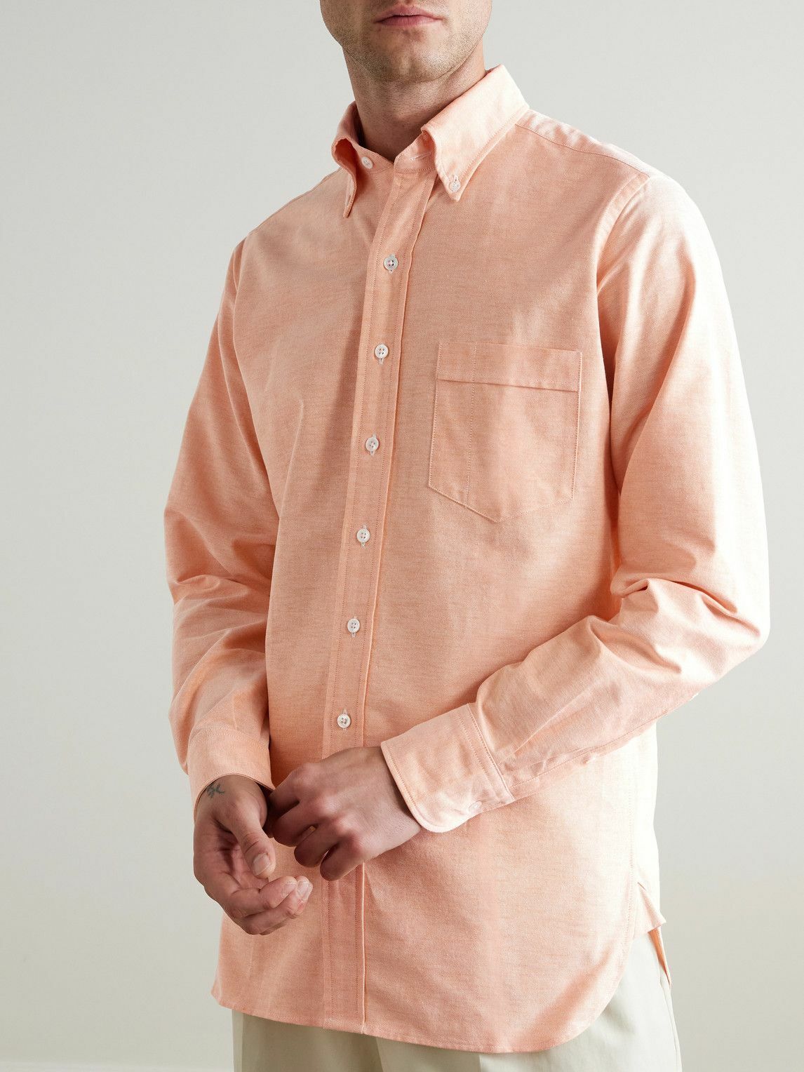 Kingsman - Drake's Button-Down Collar Cotton Oxford Shirt - Orange