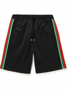 GUCCI - Straight-Leg Webbing-Trimmed Tech-Jersey Drawstring Shorts - Black