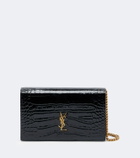 Saint Laurent Cassandre croc-effect leather chain wallet