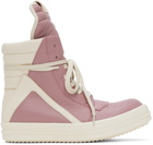 Rick Owens Pink & Off-White Geobasket Sneakers