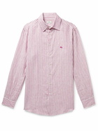 Etro - Slim-Fit Logo-Embroidered Striped Linen Shirt - Pink